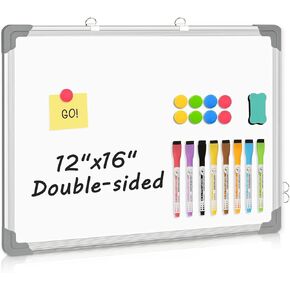 Double-Sided White Board, 16" x 12" Dry Erase Board Small Whiteboard for Wall Magnetic Hanging White Board Dry Erase for College Dorm Room, School, Home, Office in Saudi Arabia