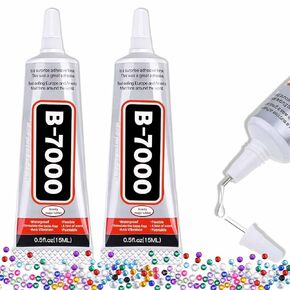 غراء حرفي B-7000 لصناعة المجوهرات - 15 مل/0.5 أونصة (عبوة من قطعتين) - غراء لاصق فائق متعدد الوظائف B-7000 غراء دمج سائل للحرف اليدوية بأحجار الراين، وأحذية الملابس، والنسيج، وصناعة المجوهرات، والهواتف المحمولة in Kuwait