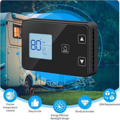 Briidea RV ترموستات جداري لمنطقة واحدة - متوافق مع Dometic 3316250.712، شاشة عرض رقمية بإضاءة خلفية، يعمل مع أنظمة Dometic 3316250.712، لمكيفات الهواء الباردة فقط، المضخة الحرارية وشريط الحرارة RV in Kuwait