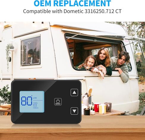 Briidea RV ترموستات جداري لمنطقة واحدة - متوافق مع Dometic 3316250.712، شاشة عرض رقمية بإضاءة خلفية، يعمل مع أنظمة Dometic 3316250.712، لمكيفات الهواء الباردة فقط، المضخة الحرارية وشريط الحرارة RV in Kuwait