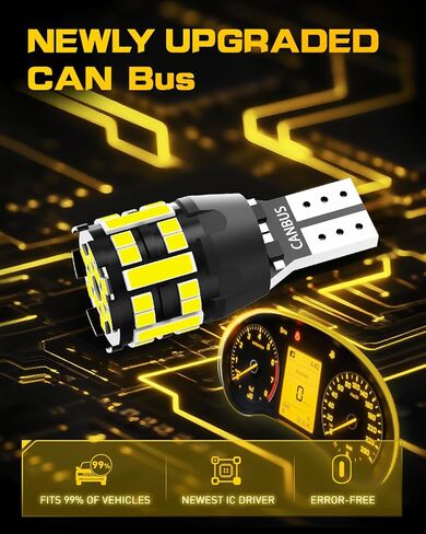 مصابيح LED 912 921 - مصابيح عكسية احتياطية، 44-SMD، أكثر سطوعًا بنسبة 600%، 6500K أبيض، غير قطبية - تناسب 906، W16W، T15، 921 - استبدال مباشر - عبوتان in Kuwait