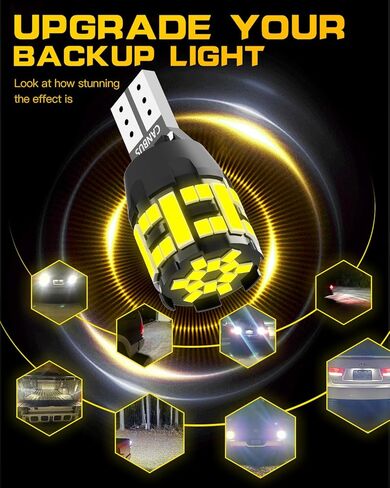 مصابيح LED 912 921 - مصابيح عكسية احتياطية، 44-SMD، أكثر سطوعًا بنسبة 600%، 6500K أبيض، غير قطبية - تناسب 906، W16W، T15، 921 - استبدال مباشر - عبوتان in Kuwait