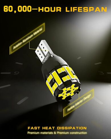 مصابيح LED 912 921 - مصابيح عكسية احتياطية، 44-SMD، أكثر سطوعًا بنسبة 600%، 6500K أبيض، غير قطبية - تناسب 906، W16W، T15، 921 - استبدال مباشر - عبوتان in Kuwait
