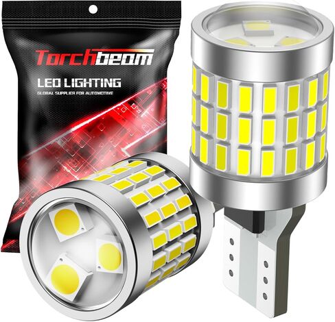مصابيح Torchbeam 912 921 LED عكسية، T15 906 904 W16W لمبات إضاءة خلفية LED 6000K بيضاء فائقة السطوع - حزمة من 2 in Kuwait