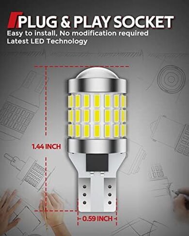 Torchbeam 912 921 LED Bulbs Reverse Lights, T15 906 904 W16W Led Back Up Light Bulbs 6000K White Super Bright - Pack of 2 in Saudi Arabia