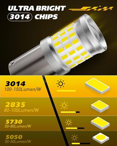 لمبة LED 1156 مطورة، 500% فائقة السطوع و6500 كلفن أبيض بارد، بديلة لمصابيح 7506 BA15S P21W مع تصميم تبديد الحرارة وتقنية عرض عالية الدقة (عبوتان) in Kuwait
