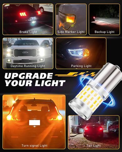لمبة LED 1156 مطورة، 500% فائقة السطوع و6500 كلفن أبيض بارد، بديلة لمصابيح 7506 BA15S P21W مع تصميم تبديد الحرارة وتقنية عرض عالية الدقة (عبوتان) in Kuwait