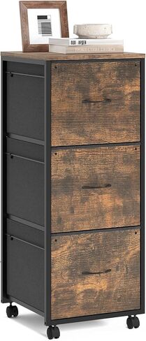 VINGLI 2 Drawer File Cabinet with Side Bag, Rolling Mobile Under Desk with Wheels, Fabric Drawers Printer Stand for Home Office, Fits Letter Size, Rustic Brown in Saudi Arabia