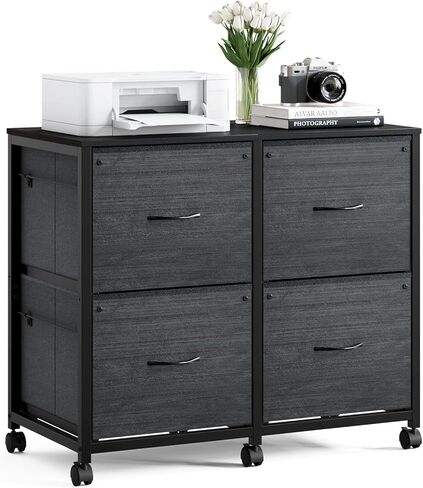 VINGLI 2 Drawer File Cabinet with Side Bag, Rolling Mobile Under Desk with Wheels, Fabric Drawers Printer Stand for Home Office, Fits Letter Size, Rustic Brown in Saudi Arabia