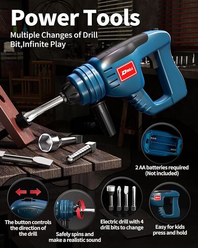 Deejoy Tool Set with Tool Box & Electronic Toy Drill, Pretend Play Kids Construction Kits for Kids Ages 3-5 Years Old, Toddler Boy Toys(Blue) in Saudi Arabia