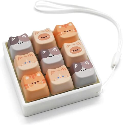 لوحة المفاتيح Fidget Clicker، 9 مفاتيح Clicky Keyboards Keychain Fidgets للبالغين، أغطية مفاتيح كريمية لتخفيف الضغط على زر إصبع القط لتخفيف الضغط القلق (9 في 1) in Kuwait
