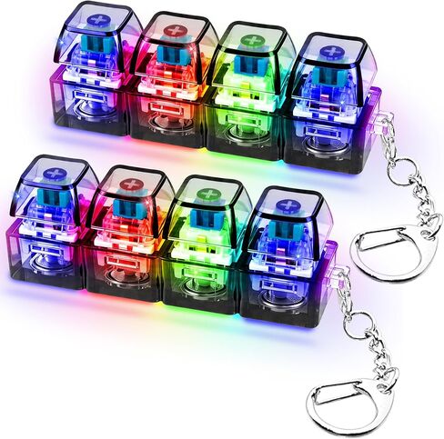 2 PCS Keyboard Fidget Toy, Keyboard Fidget with LED Light Keychain 4-in-1 Keyboard Decompression Button Finger Clicker Toys, Button Stress Relief Fidget for Kids Women(Transparent Black) in Saudi Arabia