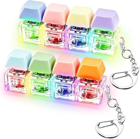 2 PCS Keyboard Fidget Toy, Keyboard Fidget with LED Light Keychain 4-in-1 Keyboard Decompression Button Finger Clicker Toys, Button Stress Relief Fidget for Kids Women(Transparent Black) in Saudi Arabia