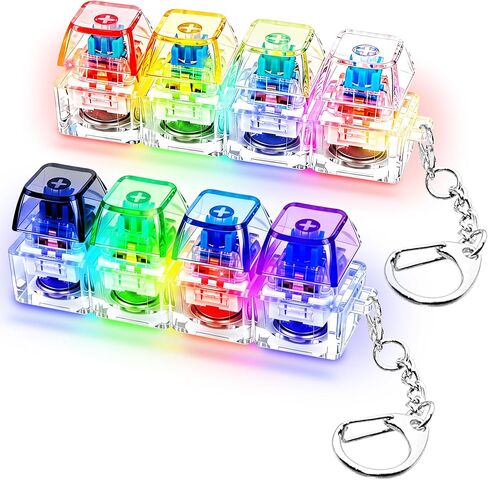 2 PCS Keyboard Fidget Toy, Keyboard Fidget with LED Light Keychain 4-in-1 Keyboard Decompression Button Finger Clicker Toys, Button Stress Relief Fidget for Kids Women(Transparent Black) in Saudi Arabia