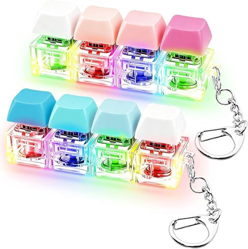 2 PCS Keyboard Fidget Toy, Keyboard Fidget with LED Light Keychain 4-in-1 Keyboard Decompression Button Finger Clicker Toys, Button Stress Relief Fidget for Kids Women(Transparent Black) in Saudi Arabia