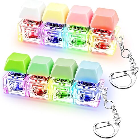 2 PCS Keyboard Fidget Toy, Keyboard Fidget with LED Light Keychain 4-in-1 Keyboard Decompression Button Finger Clicker Toys, Button Stress Relief Fidget for Kids Women(Transparent Black) in Saudi Arabia