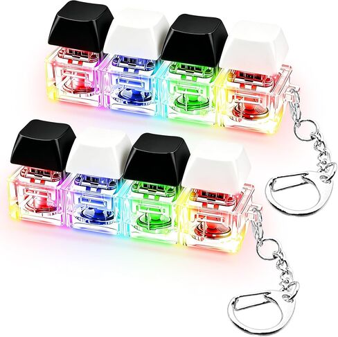 2 PCS Keyboard Fidget Toy, Keyboard Fidget with LED Light Keychain 4-in-1 Keyboard Decompression Button Finger Clicker Toys, Button Stress Relief Fidget for Kids Women(Transparent Black) in Saudi Arabia
