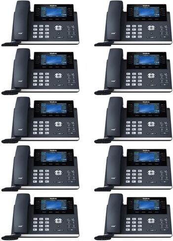 هاتف Yealink SIP-T46U IP [10 عبوات] 16 حساب VoIP. شاشة ملونة مقاس 4.3 بوصة. منفذ USB 2.0 مزدوج، منفذ جيجابت إيثرنت مزدوج، 802.3af PoE، محول الطاقة غير متضمن (متجدد) in Kuwait