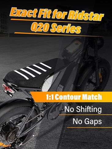 Non-Slip Seat Cover Compatible fit for Ridstar Q20/Q20 Pro Lite E-Bike,Electric Bike Soft Seat Cover (Black-White) in Saudi Arabia