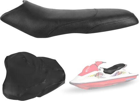 Seat Cover Replacement for Sea-Doo 1996-1999 GTX/LTD/RFI, 1997-2000 GTI, High-Elasticity Black PU Leather, Includes Staple Remover and Installation Accessories in Saudi Arabia