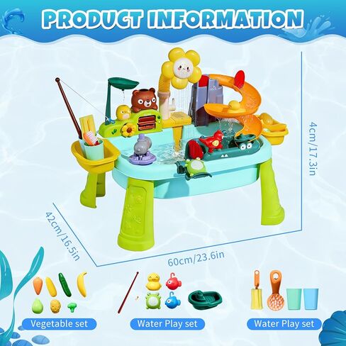 Upgraded Toddler Sand Water Table Toy with Electric Water Pump, Kids Sand Water with Faucet/Play Food Accessories/Fishing Toy, Kitchen Play Sink Toys for Girl Boy Age 3+ (Blue) in Saudi Arabia