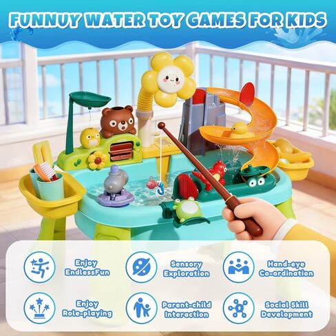 Upgraded Toddler Sand Water Table Toy with Electric Water Pump, Kids Sand Water with Faucet/Play Food Accessories/Fishing Toy, Kitchen Play Sink Toys for Girl Boy Age 3+ (Blue) in Saudi Arabia