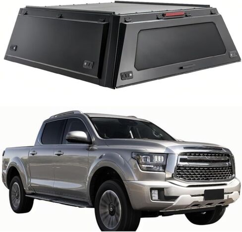 Truck Topper Compatible for GWM Cannon Alpha 2022-2024, Hardtop Pickup Canopy w/Light & Rear Tent, Lockable No-Drill Truck Bed Cap, Tonneau Cover & Camper Shell(Window) in Kuwait