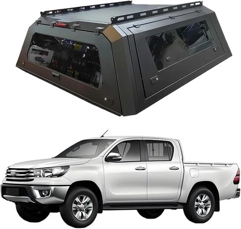 غطاء الشاحنة متوافق مع Toyota Hilux 2015-2024 بطول 5 أقدام، مظلة بيك اب ذات سطح صلب مع خيمة خفيفة وخلفية، غطاء سرير شاحنة بدون حفر قابل للقفل، غطاء تونيو وغطاء تخييم (ديكور) in Kuwait