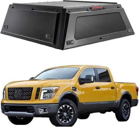 غطاء الشاحنة متوافق مع Nissan Titan 2017–2023، مظلة بيك اب ذات سطح صلب مع خيمة خفيفة وخلفية، غطاء سرير شاحنة بدون حفر قابل للقفل، غطاء تونيو وغطاء تخييم (نافذة 5.5 قدم) in Kuwait