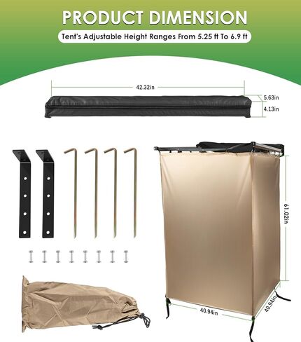 Shower Tent Awning Car Outdoor Camping Shower Tent Vehicle Side Shower Room Portable Privacy Shelter Restroom Bathroom Overland for RV Van Truck in Kuwait