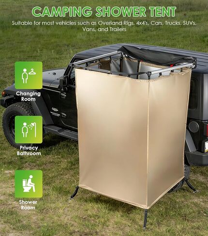 Shower Tent Awning Car Outdoor Camping Shower Tent Vehicle Side Shower Room Portable Privacy Shelter Restroom Bathroom Overland for RV Van Truck in Kuwait