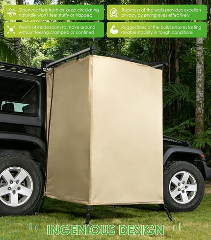 Shower Tent Awning Car Outdoor Camping Shower Tent Vehicle Side Shower Room Portable Privacy Shelter Restroom Bathroom Overland for RV Van Truck in Kuwait