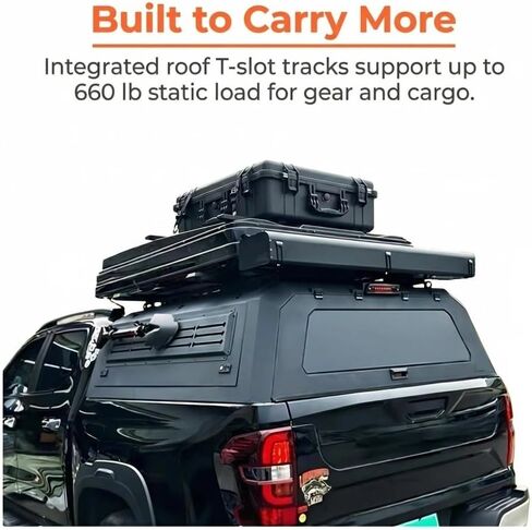Truck Topper Compatible for Dodge RAM 1500 6.4ft, Hardtop Pickup Canopy w/Light & Rear Tent, Lockable No-Drill Truck Bed Cap, Tonneau Cover & Camper Shell(Decor) in Saudi Arabia