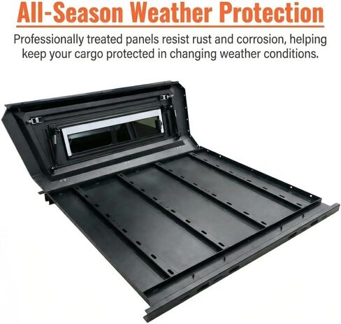 Truck Topper Compatible for Dodge RAM 1500 6.4ft, Hardtop Pickup Canopy w/Light & Rear Tent, Lockable No-Drill Truck Bed Cap, Tonneau Cover & Camper Shell(Decor) in Saudi Arabia