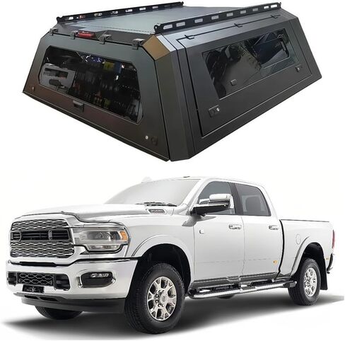 Truck Topper Compatible for Dodge RAM 1500 6.4ft, Hardtop Pickup Canopy w/Light & Rear Tent, Lockable No-Drill Truck Bed Cap, Tonneau Cover & Camper Shell(Decor) in Saudi Arabia
