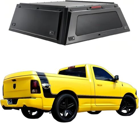 Truck Topper Compatible for Dodge Ram 1500 5.7ft/6.4ft, Hardtop Pickup Canopy w/Light & Rear Tent, Lockable No-Drill Truck Bed Cap, Tonneau Cover & Camper Shell(5.7ft Decor) in Saudi Arabia