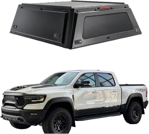 Truck Topper Compatible for Dodge Ram 1500 5.7ft/6.4ft, Hardtop Pickup Canopy w/Light & Rear Tent, Lockable No-Drill Truck Bed Cap, Tonneau Cover & Camper Shell(5.7ft Decor) in Saudi Arabia