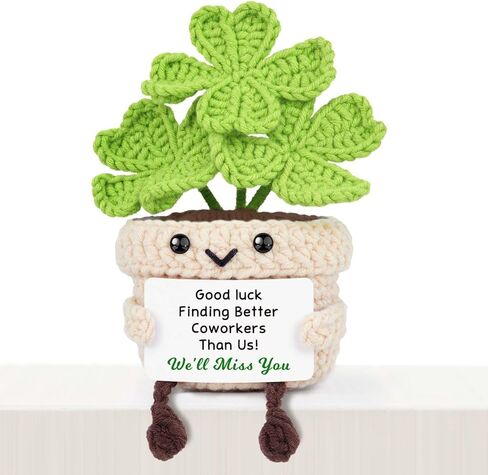 Qallicon Promotion Gifts for Women Men, Congratulations on Your Promotion - Handmade Four Leaf Clover Crochet Gift, New Job Promotion for Friend Boss Coworker in Saudi Arabia
