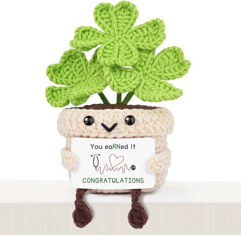Qallicon Promotion Gifts for Women Men, Congratulations on Your Promotion - Handmade Four Leaf Clover Crochet Gift, New Job Promotion for Friend Boss Coworker in Saudi Arabia
