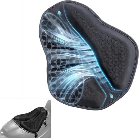 VENROCK Motorcycle Gel Seat Cushion Universal Motorcycle Seat Pad Improved Ventilation Groove Shake Rider Cushion 3D Honeycomb Breathable Structure Shock Absorption Stay Cool Comfortable in Long Rides in Kuwait