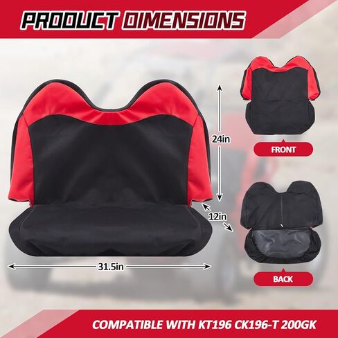 غطاء مقعد مزدوج DaisyInner Go Kart متوافق مع Kt196 Ck196-t 200gk غطاء وسادة مزدوج للمقعد 1680d مع فتحة حزام الأمان، أجزاء Go Kart باللونين الأسود والأحمر تحمي من ملحقات التآكل والتمزق in Kuwait