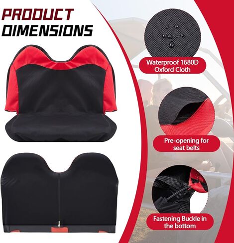 غطاء مقعد مزدوج DaisyInner Go Kart متوافق مع Kt196 Ck196-t 200gk غطاء وسادة مزدوج للمقعد 1680d مع فتحة حزام الأمان، أجزاء Go Kart باللونين الأسود والأحمر تحمي من ملحقات التآكل والتمزق in Kuwait