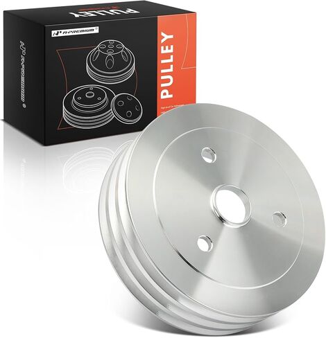 بكرة العمود المرفقي ثلاثية الأخدود المصنوعة من الألومنيوم الممتاز متوافقة مع SB Chevy SBC 350 Crank SWP قصيرة كتلة صغيرة تشيفي مع مضخة مياه قصيرة 6.6 بوصة لمسة نهائية من الألومنيوم الساتان متينة 3 أخدود in Kuwait