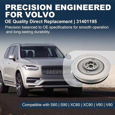 31401195 بكرة العمود المرفقي للمحرك متوافقة مع فولفو S60 XC60 S90 XC90 V60 V90 2015-2025 in Kuwait