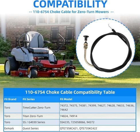 كابل خنق 110-6754 متوافق مع Toro TimeCutter وTitan Zero Turn 74372 74375 74627 74628 بديل لستينز 290-844 in Kuwait