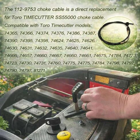 112-9753 استبدال كابل الاختناق لـ Toro Timecutter SS5000، يناسب 74365، 74366، 74374، 74376، 74386، يستبدل كابل Toro Choke in Kuwait