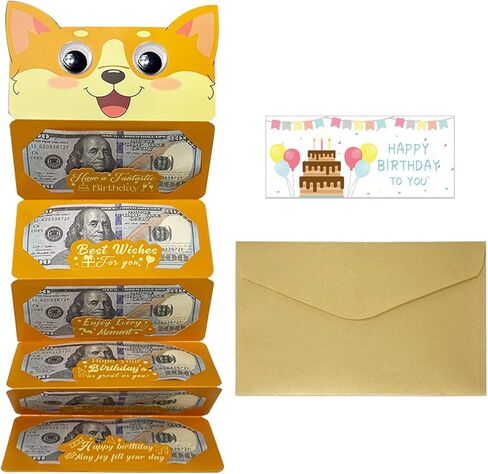Happy Birthday Money Envelope for Cash,Birthday Card Money Holder with 6 Slots,Surprise Gift for Men Women Girls Boys,Money Gift Idea.(Corgi) in Saudi Arabia