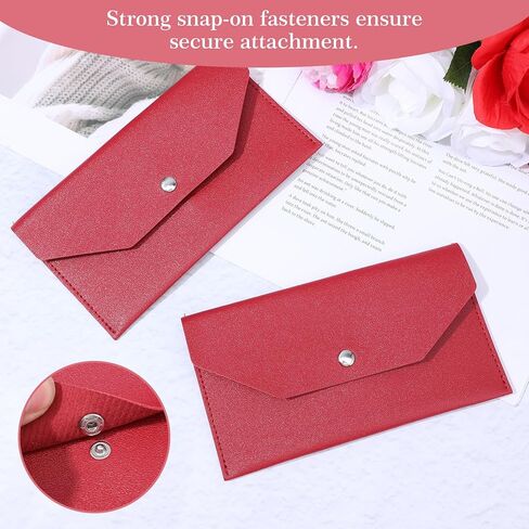 2PCS PU Leather Envelope Wallet - Burgundy Cash Envelope Wallet for Women Men Cash Stuffing - Leather Cash Envelope for Travel & Budgeting in Kuwait