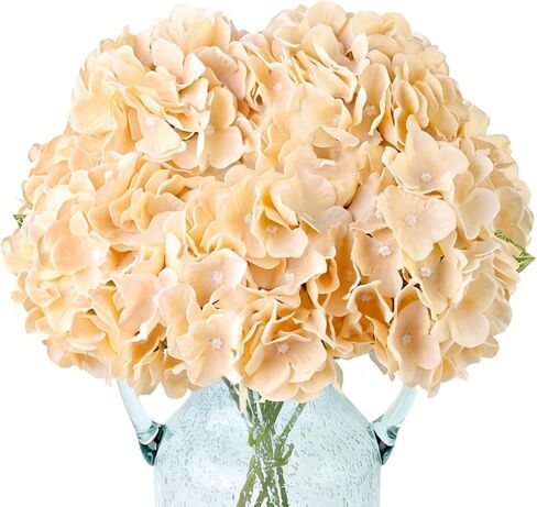 Jim's Cabin Artificial Flowers Silk Hydrangea Arrangements with 5 Big Heads Fake Flower Bunch Bouquet for Home Wedding Party Decor DIY (Green) in Saudi Arabia