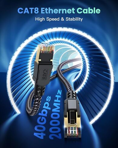 BUSOHE Cat 8 Ethernet Cable 6FT 2Pack, Braided in Saudi Arabia